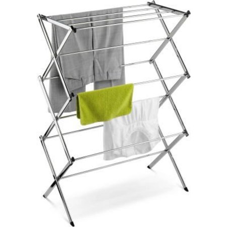 HONEY CAN DO INTERNATIONAL. 3-Tier Accordion Clothes Drying Rack, Chrome Plated Steel, 24-Linear Feet Capacity DRY-01234